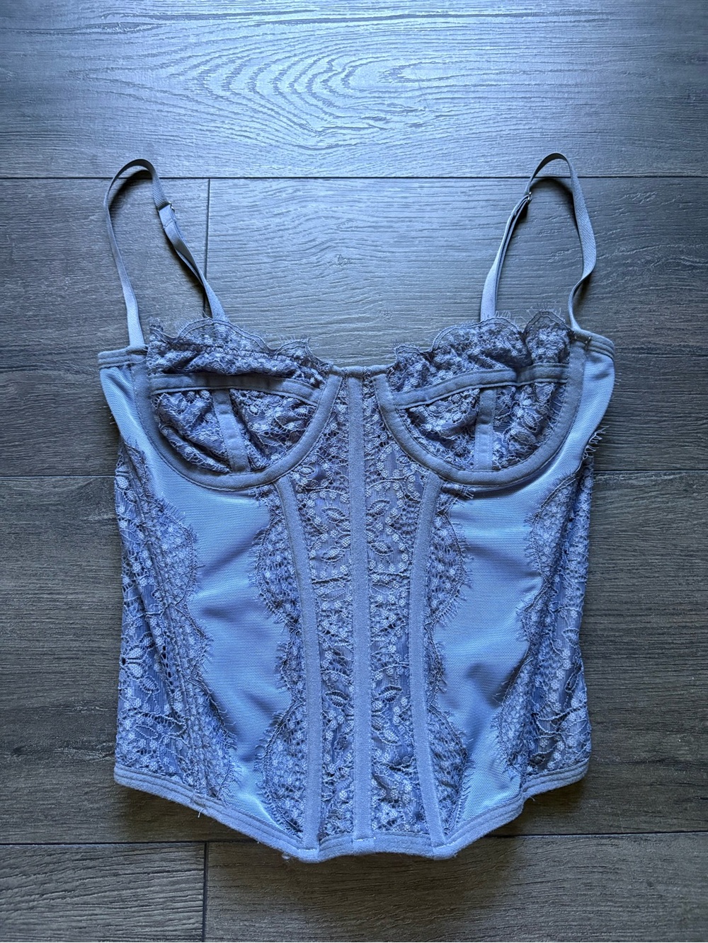 Urban Outfitters Out From Under Blue Modern Love Lace Corset Top Size Small